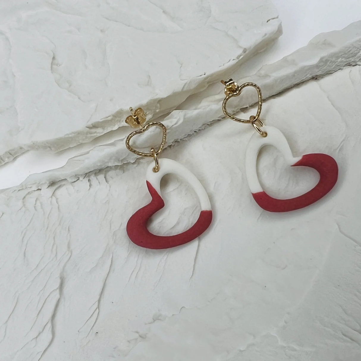 Peppita – Boucles d'oreilles cœur rose • Porcelaine