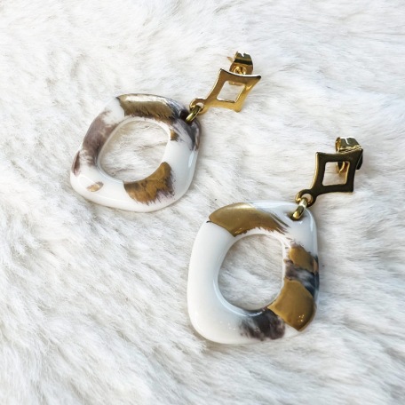 AMBRE • Boucles d'oreilles - Porcelaine et or