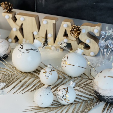 • La Boule Xmas Petit Renne S • Porcelaine et Platine  •