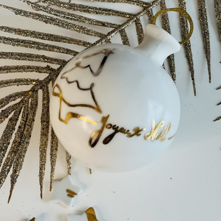 • La Boule Xmas Mon Beau Sapin L • Porcelaine, Or et Platine  •