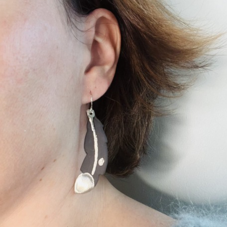 NORA • Boucles d'oreilles - Porcelaine noire et platine