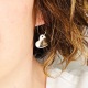 Boum Boum • Boucles d'oreilles coeur - Porcelaine noire et Or