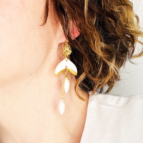 THÉIA • Boucles d'oreilles - Porcelaine et or