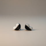 Ti Coeur – Puces d'oreilles • Porcelaine noire et blanche