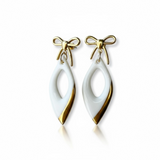 Lily – Boucles d'oreilles petits noeuds • Porcelaine et or