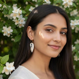 Jasmin – Créoles et feuilles de jasmin • Bijou en porcelaine