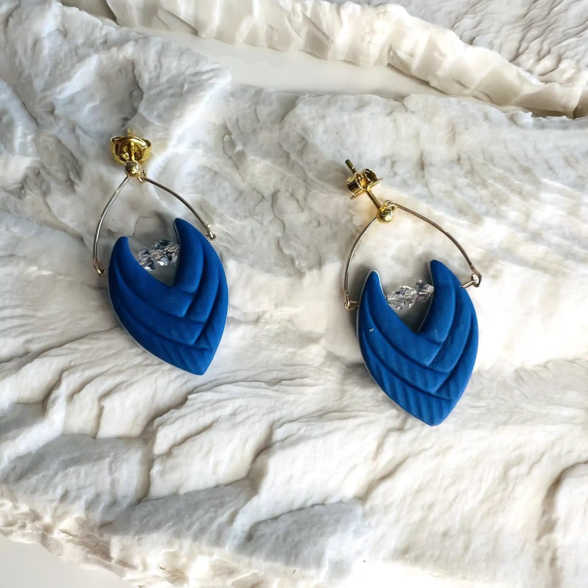 Marina – Boucles d'oreilles • Porcelaine bleue et blanche