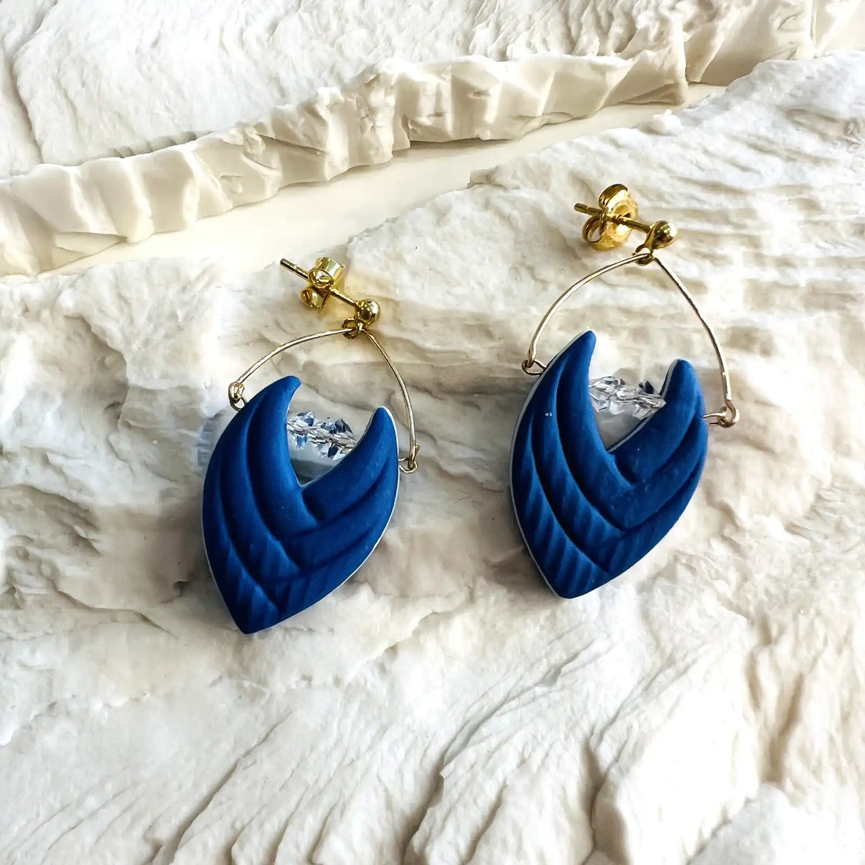 Marina – Boucles d'oreilles • Porcelaine bleue et blanche