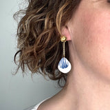 Ondée – Boucles d'oreilles • Porcelaine bleue et blanche