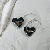 Trésor – Créoles coeur • Porcelaine noire et platine