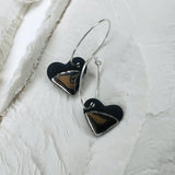 Trésor – Créoles coeur • Porcelaine noire et platine