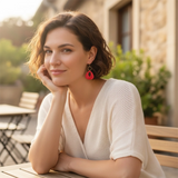 Carmenia – Crochets d'oreilles • Porcelaine rouge texturée et pyrite