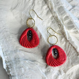 Carmenia – Crochets d'oreilles • Porcelaine rouge texturée et pyrite