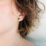 Lune – Puces d'oreilles • Porcelaine noire et or