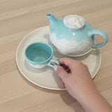Service à thé Pyrénées – théière, tasse et plat de service